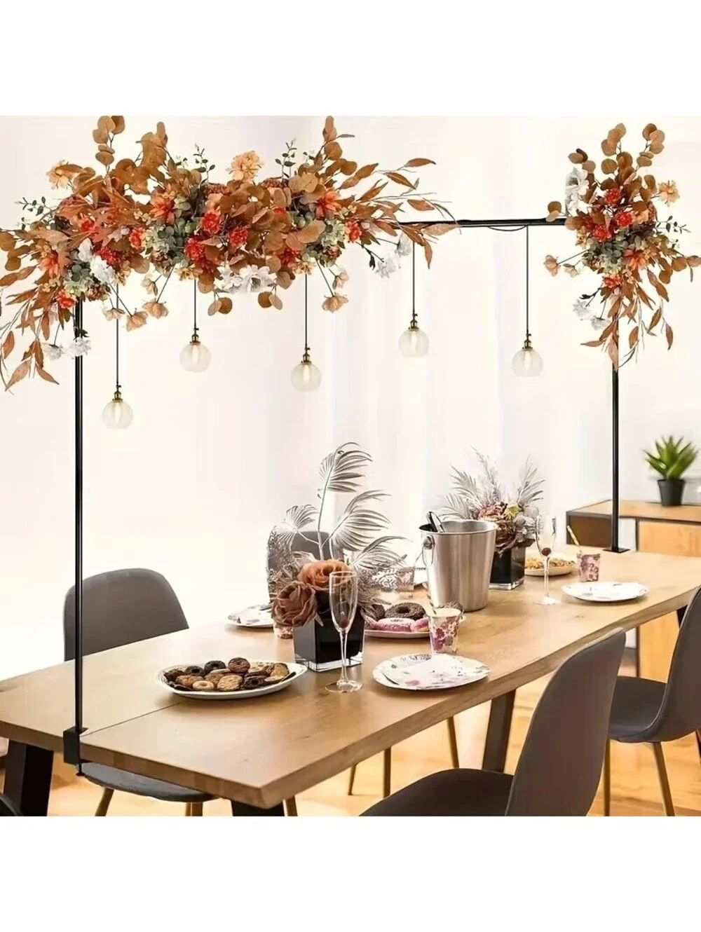 Adjustable Metal Backdrop Stand 94.5in Table Arch Frame for Wedding Party Decor